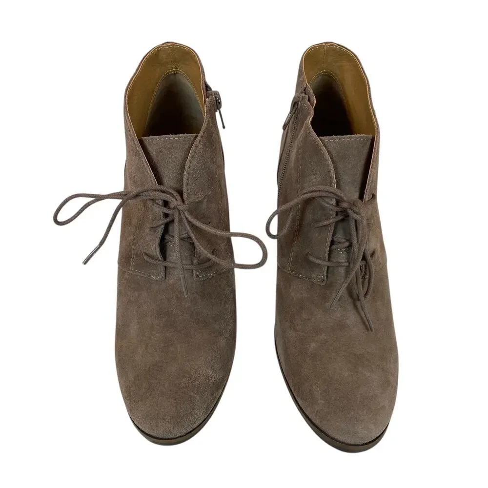 Lucky Brand Wedge Ankle Boots Shylow Suede Leather Women's Size 9 M